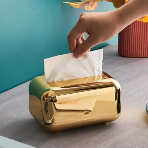 Luxury Rectangular Gold Tissue Box Holder