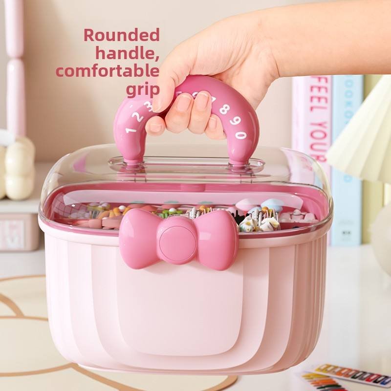 PORTABLE MAKEUP & HAIR ACCESSORY STORAGE BOX – ORGANIZER FOR HAIR CLIPS TIES EARRINGS BRACELETS & NECKLACES - Image 2