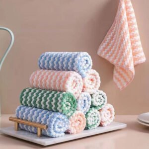 Set Of 3 Superfine Fiber Kitchen Dishwashing Cloth, Water Absorbent Cleaning Cloth