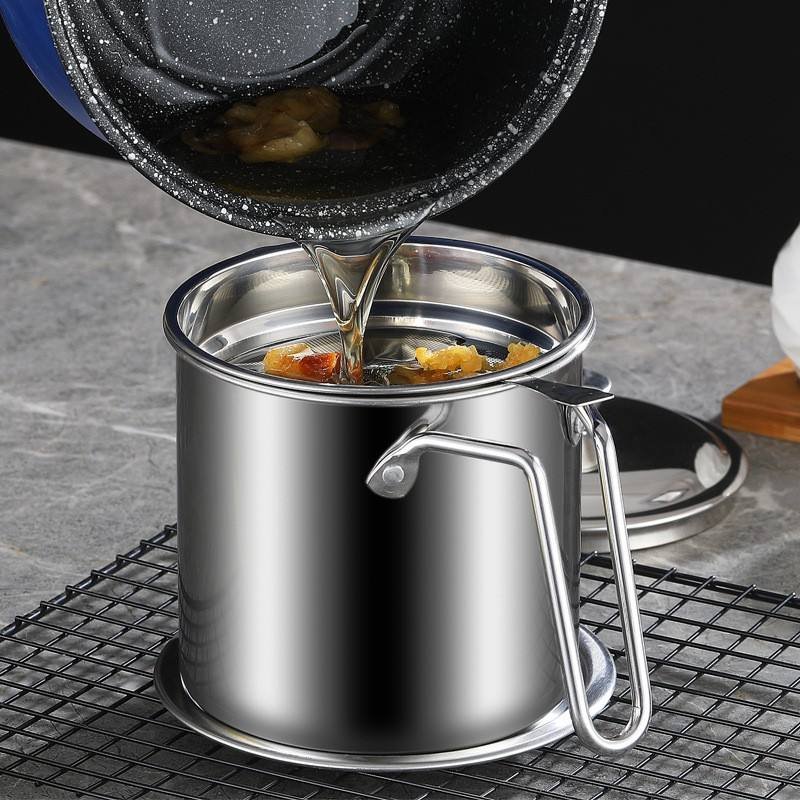 Premium Stainless Steel Oil Filter Pot with Fine Mesh Strainer - Image 3