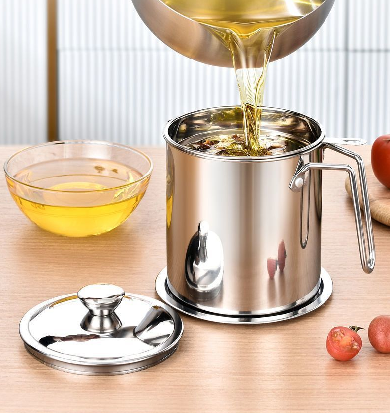 Premium Stainless Steel Oil Filter Pot with Fine Mesh Strainer - Image 4