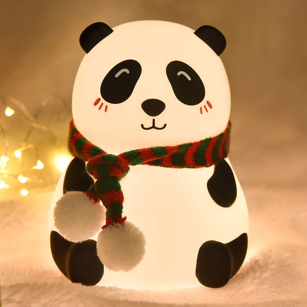 Cute Panda Night Light with Scarf – Soft Silicone LED Bedside Lamp for Kids & Home Decor - Image 3