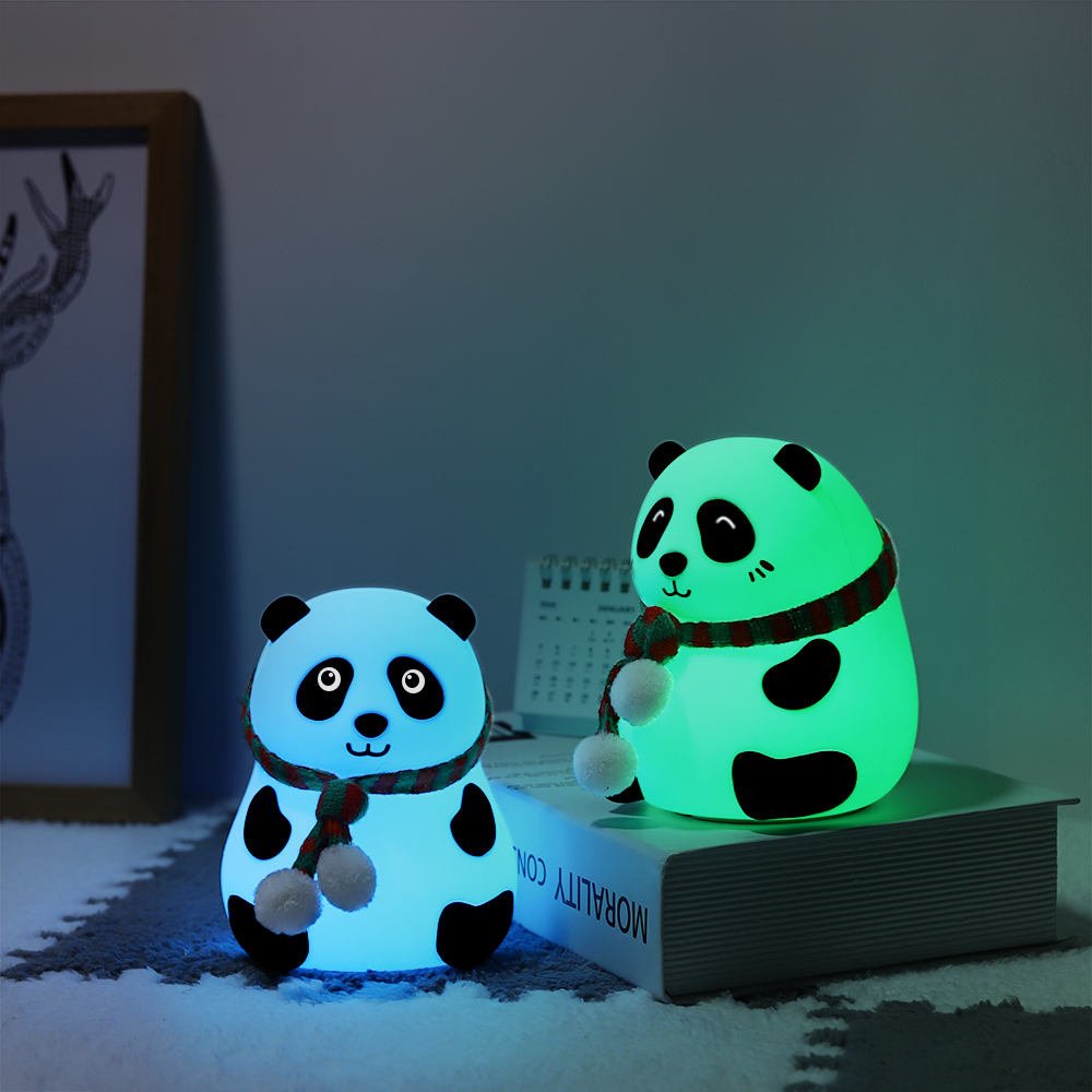 Cute Panda Night Light with Scarf – Soft Silicone LED Bedside Lamp for Kids & Home Decor - Image 4