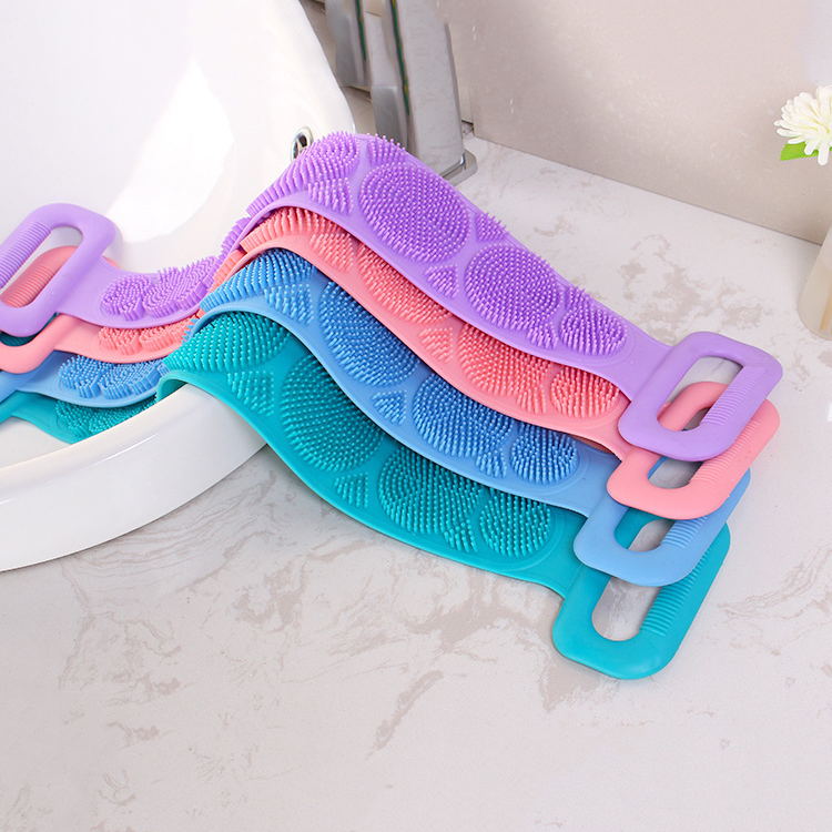 Silicone Back Scrub Bath Shower Silicone Body Brush Silicone Bath Towel Exfoliating Body Brush Belt Wash Body Wash Silicone Body Scrubber Belt - Image 4
