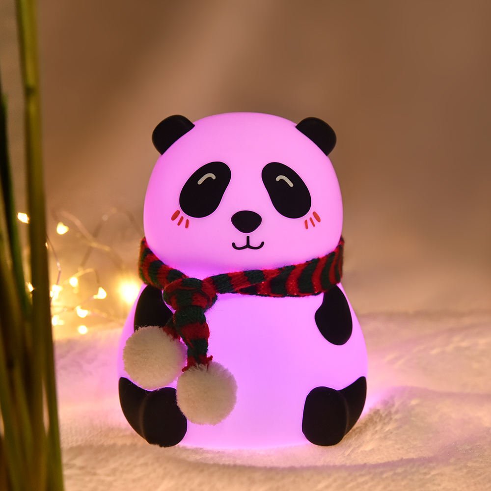 Cute Panda Night Light with Scarf – Soft Silicone LED Bedside Lamp for Kids & Home Decor - Image 5