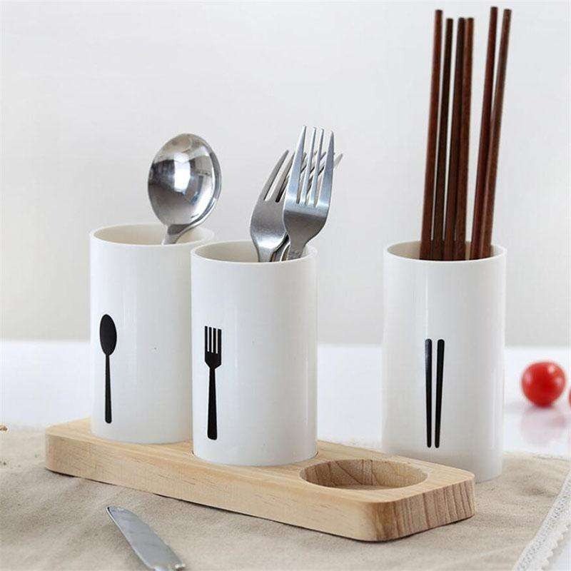 3pcs Cutlery Holder With Drain and Tray - Image 4
