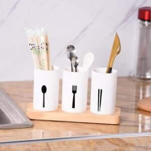 3pcs Cutlery Holder With Drain and Tray