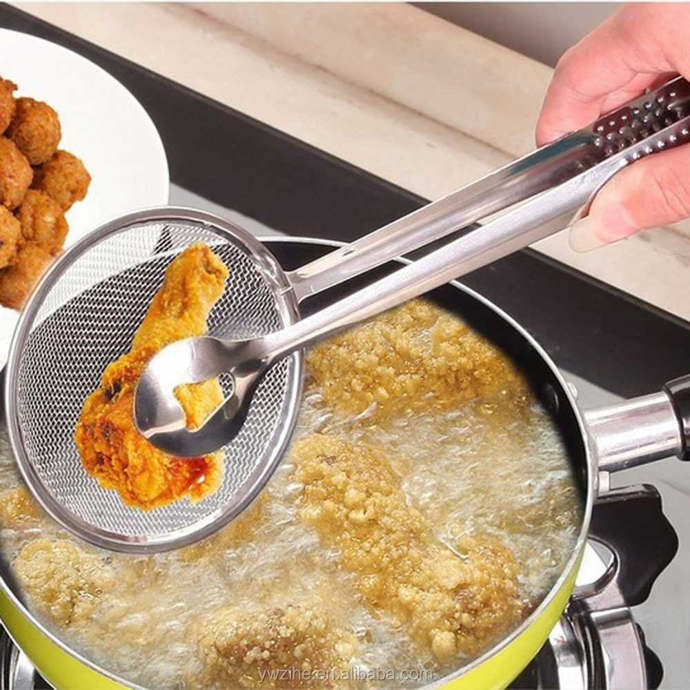 2 in 1 Frying Kitchen Tong with Strainer - Image 5