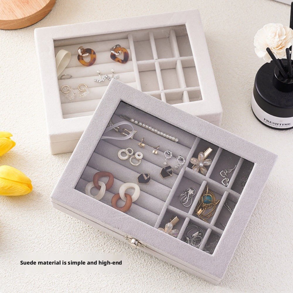 Velvet Rings & Earrings Organizer Storage Box - Image 2