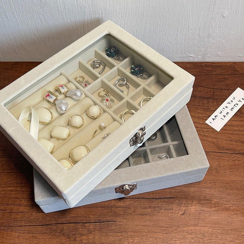 Velvet Rings & Earrings Organizer Storage Box - Image 3