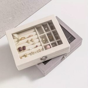 Velvet Rings & Earrings Organizer Storage Box