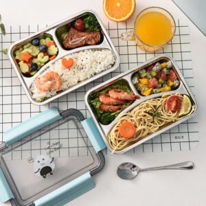 3-Compartment Stainless Steel Leakproof Bento Lunch Box