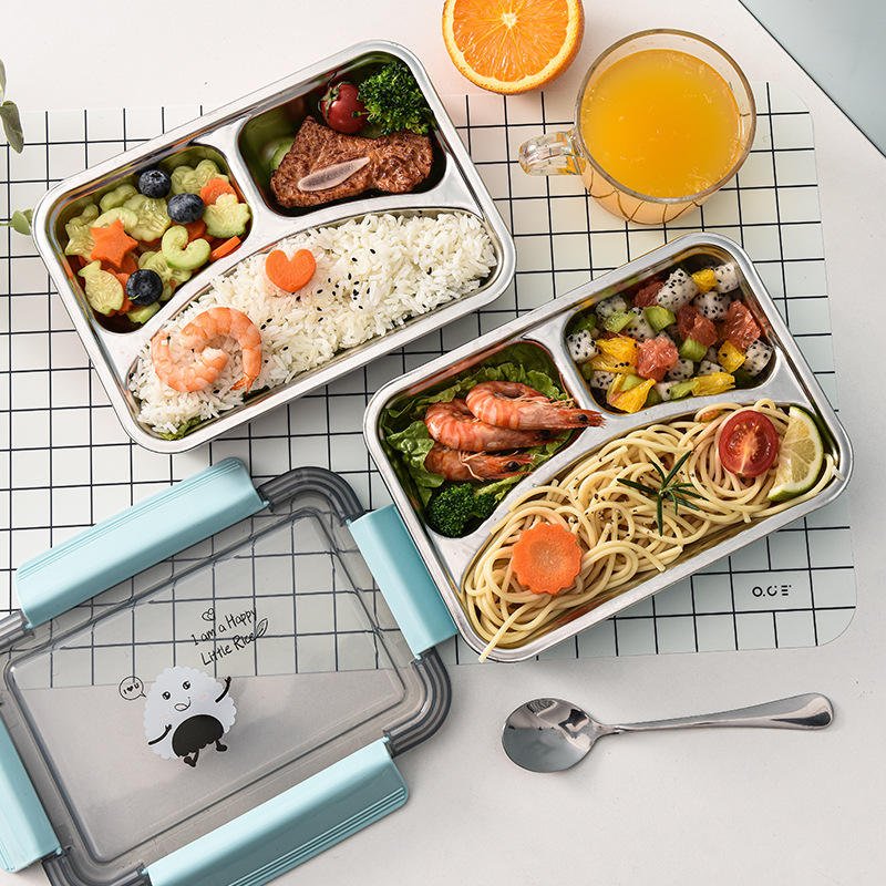 3-Compartment Stainless Steel Leakproof Bento Lunch Box