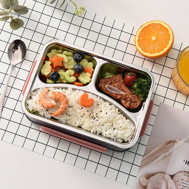 3-Compartment Stainless Steel Leakproof Bento Lunch Box - Image 3