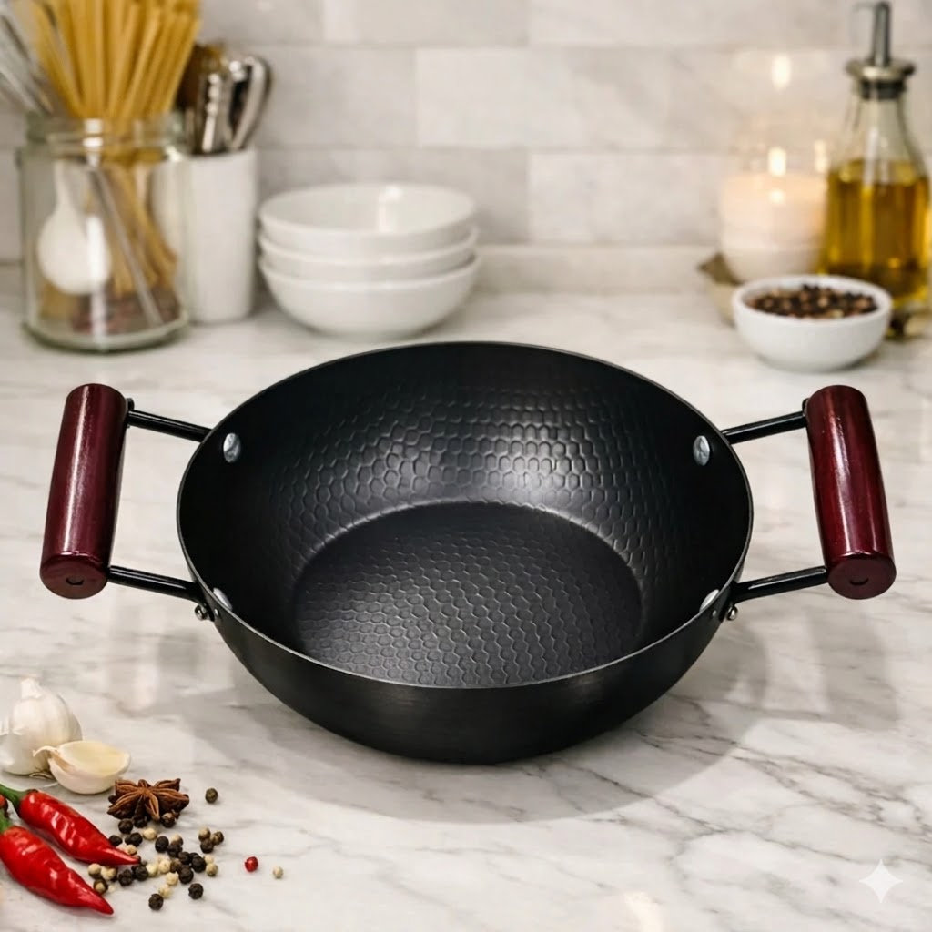Large Aluminum Wok Old Two-ears Aluminum Bottom Morie Pattern 18L Non-stick Commercial Cooking Gas Induction Ready - Image 3