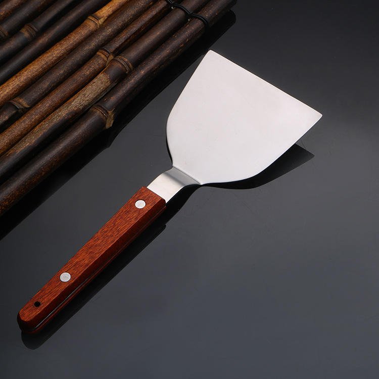 STAINLESS STEEL WOODEN HANDLE TEPPANYAKI SHOVEL NON-SLIP TURNER