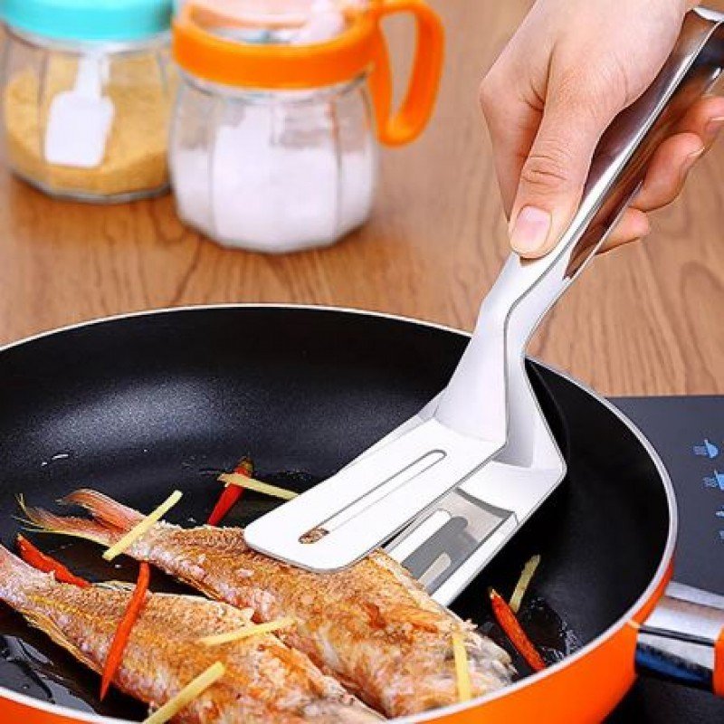 Stainless Steel Steak Clamps Pizza Clip Fish Gripper Food Tongs Spatula Tongs - Image 3