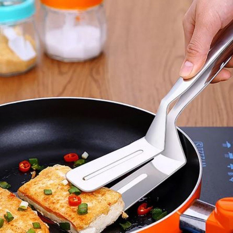 Stainless Steel Steak Clamps Pizza Clip Fish Gripper Food Tongs Spatula Tongs - Image 4