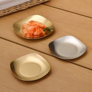 Golden Plate Square Korean Style Stainless Steel Luxury Square Plates Golden