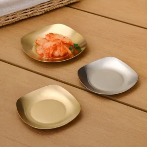 Golden Plate Square Korean Style Stainless Steel Luxury Square Plates Golden