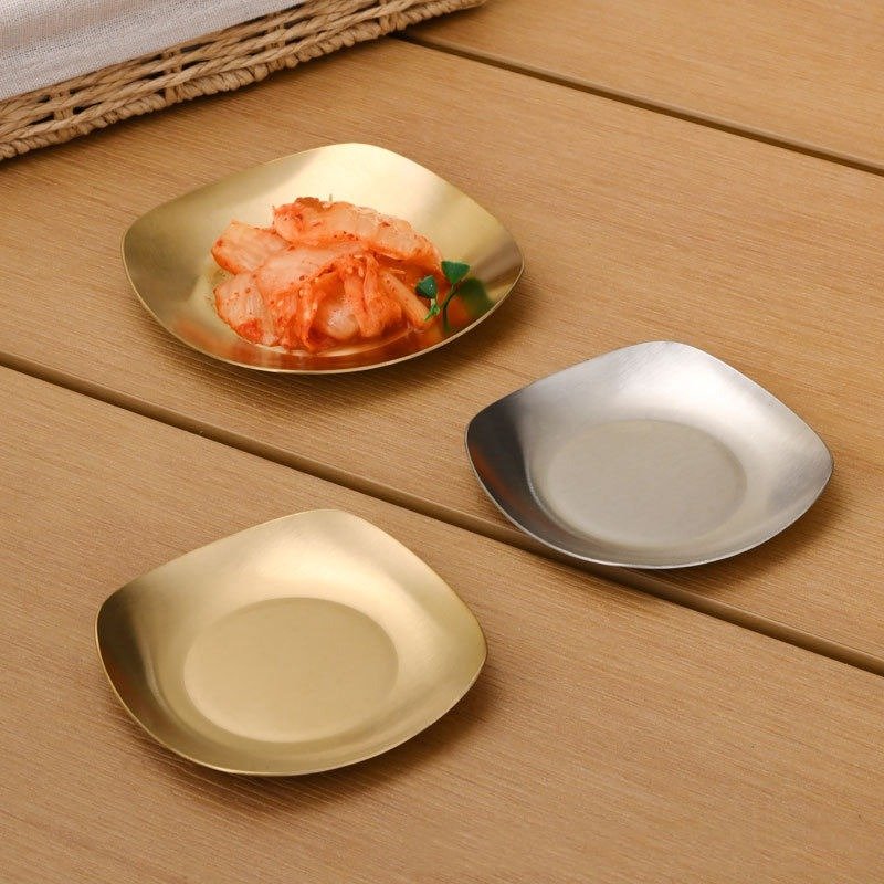 Golden Plate Square Korean Style Stainless Steel Luxury Square Plates Golden