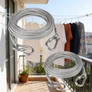 Stainless Steel Heavy-Duty Cloth Drying Rope with Hooks