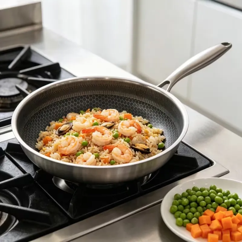 Laser Crafted Flat Base Pan Honeycomb Stainless Steel - Image 3