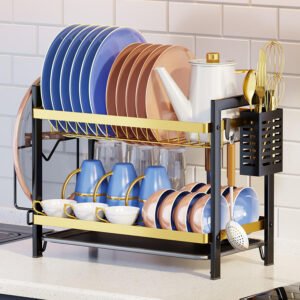 2 Layers Iron Kitchen Rack With Gold Plated