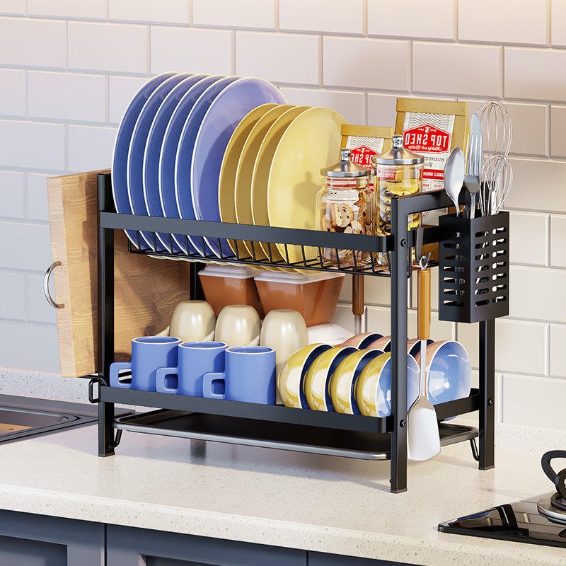 2 Layers Iron Kitchen Rack With Gold Plated - Image 4