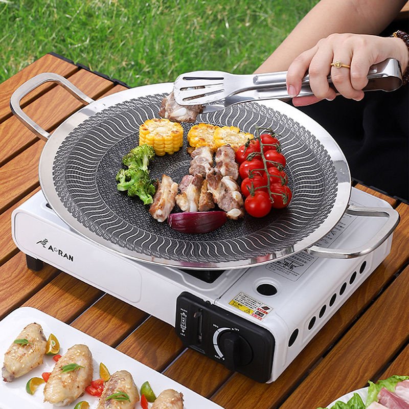Korean Honey Comb Laser Coating Non Stick Tawa Portable Grill Pan WIth Beech Anti-heat Handle - Image 6