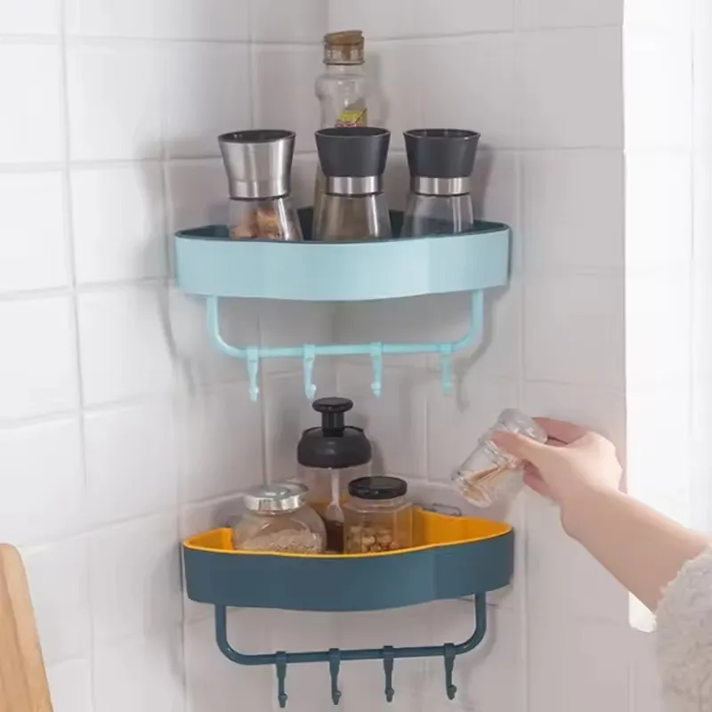 Modern Non-Perforated Wall-Mounted Bathroom Shelf For Corner - Image 2