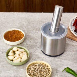 STAINLESS STEEL 304 MANUAL GARLIC POUNDER – RUST-PROOF MASHING JAR & PILL CRUSHER
