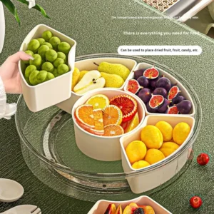 6-Compartment Round Divided Serving Snack Tray Box