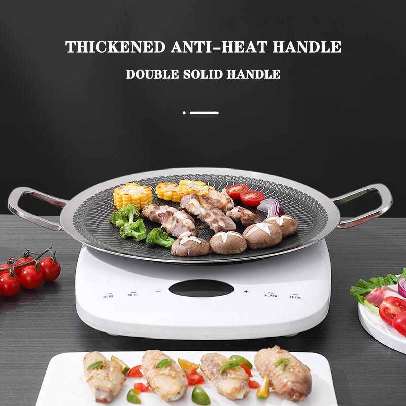 Korean Honey Comb Laser Coating Non Stick Tawa Portable Grill Pan WIth Beech Anti-heat Handle - Image 2