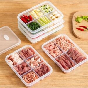 Clear Plastic Six Compartment Organizer With Lid