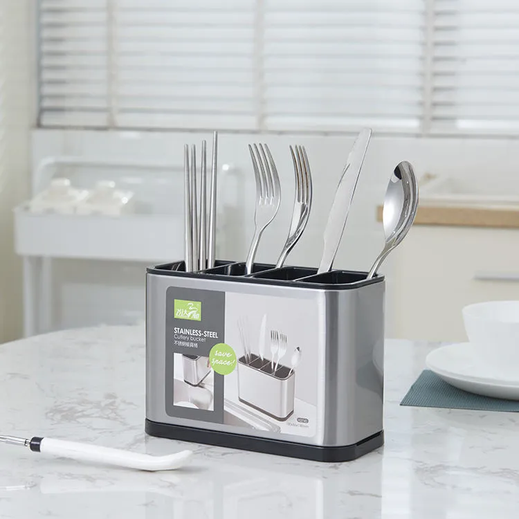 4 Portion Kitchen Stainless Steel Cutlery Organizer