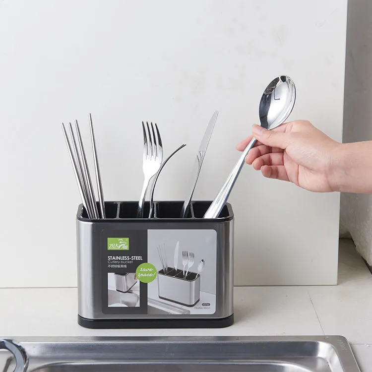 4 Portion Kitchen Stainless Steel Cutlery Organizer - Image 2