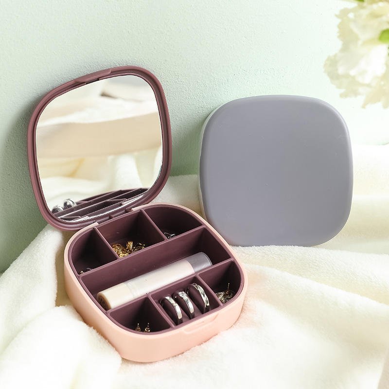 Mini Portable Cosmetic & Jewelry Organizer With Mirror - Image 3