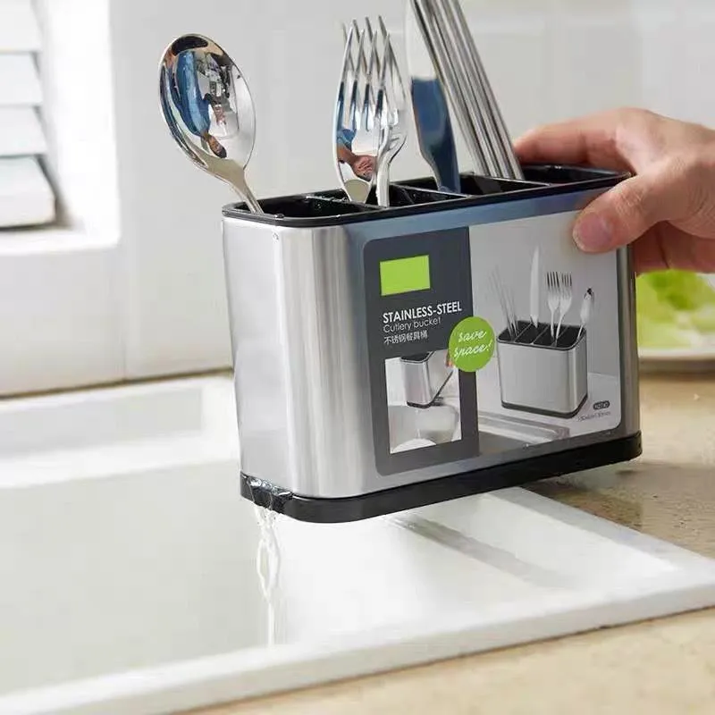 4 Portion Kitchen Stainless Steel Cutlery Organizer - Image 3