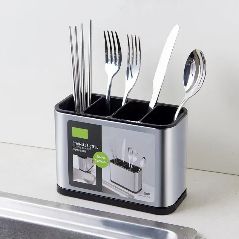 4 Portion Kitchen Stainless Steel Cutlery Organizer - Image 4