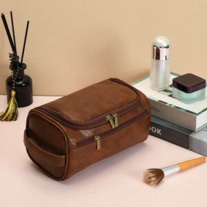 Leather Large Capacity Waterproof Toiletry Bag for Men