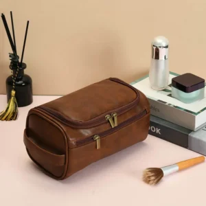 Leather Large Capacity Waterproof Toiletry Bag for Men