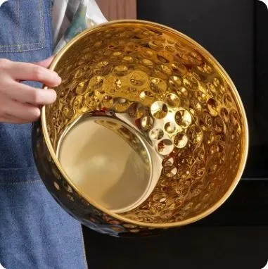Hammered Gold Silver 12cm To 20 cm Stainless Steel Bowls set Mixing Bowls Salad Bowl - Image 2