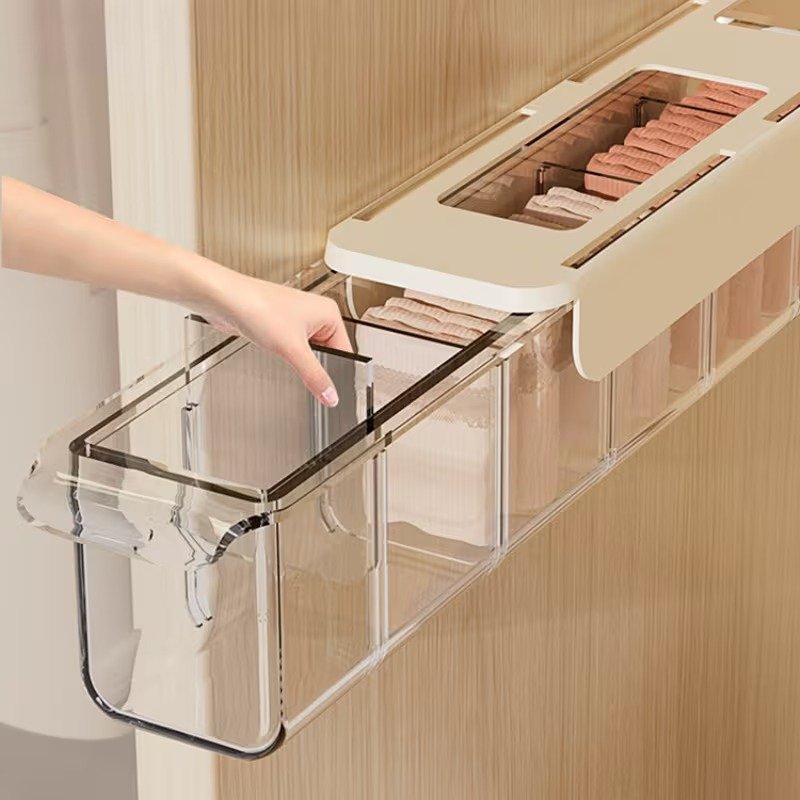 6 Grids Plastic Wall Mounted Under Garments Organizer Wall Hanging - Image 3