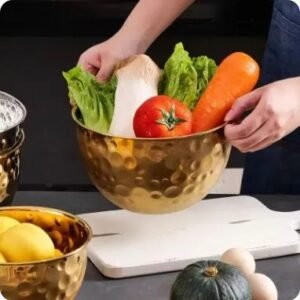 Hammered Gold Silver 12cm To 20 cm Stainless Steel Bowls set Mixing Bowls Salad Bowl