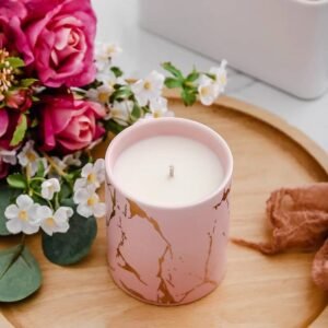 Elegant Marble Texture Candle Jar