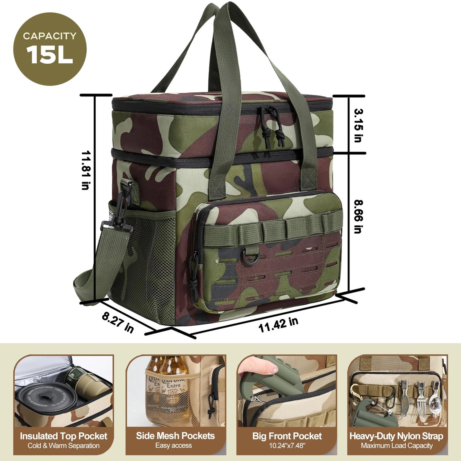 2 Layer Tactical Outdoor Picnic Lunch Bag - Image 5