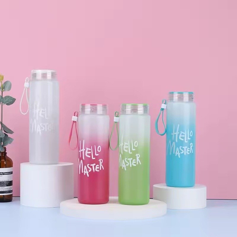 Frosted Gradient Glass Water Bottle Carrying Strap - Image 2
