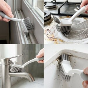 Long Handle Kitchen Dish Scrub Brush with Scraper