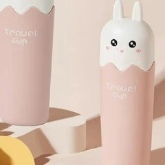 Cute Bunny Travel Cup with Lid – Portable Water Bottle for Kids & Outdoor Use - Image 3